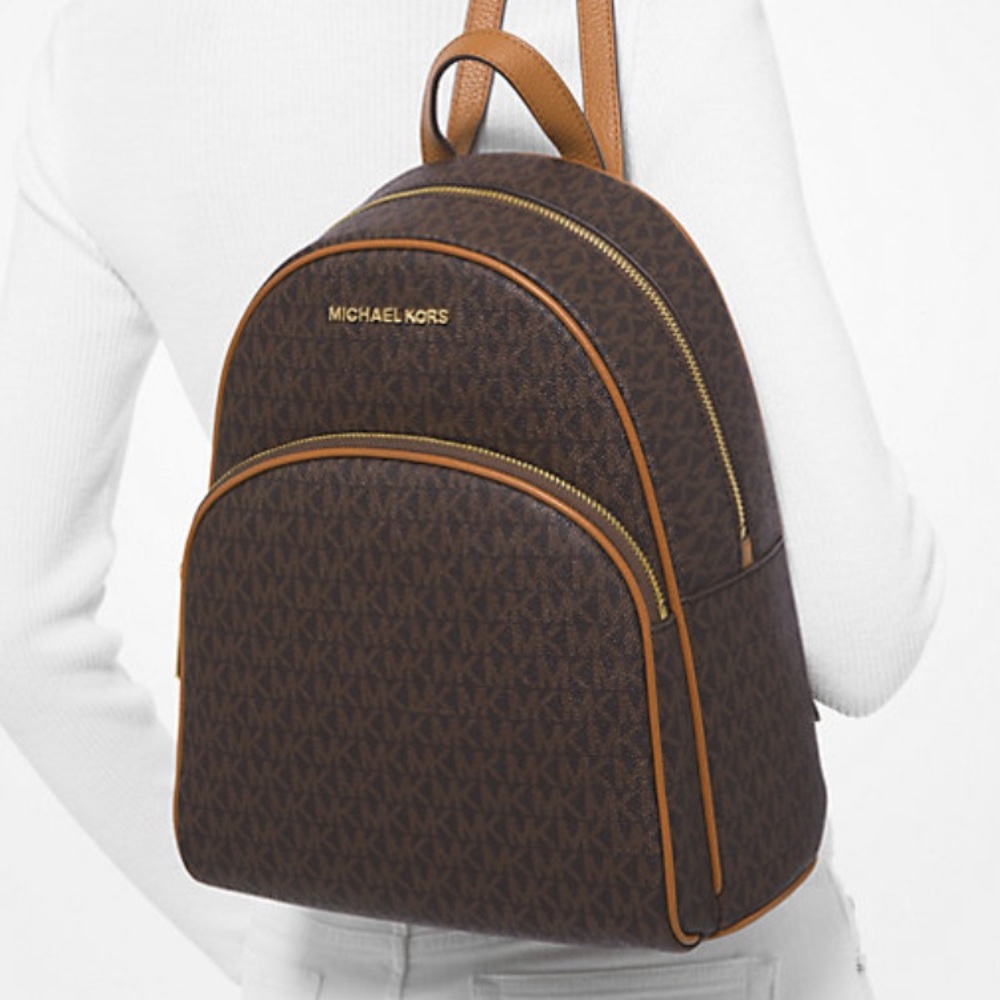 Michael kors MK abbey leather logo backpack brown